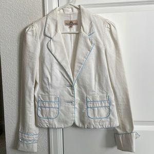 Woman’s juicy couture blazer. White with blue piping. Medium.